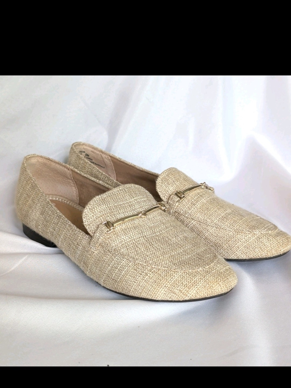 Rachel Zoe Natural Beige Linen-Textured Slip-On Loafers Size 9
